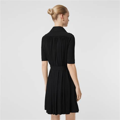 Short-sleeve Gathered Jersey Dress in Black - Women | Burberry United ...