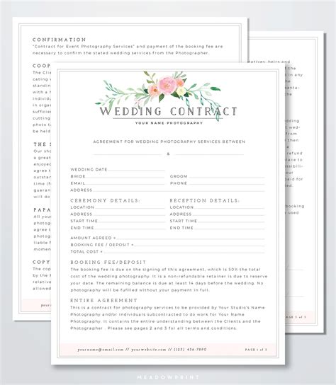 Wedding Photography Contract Template | Wedding photography contract template, Photographers ...