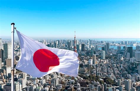 Premium Photo | Panoramic view of Tokyo and Japanese flag