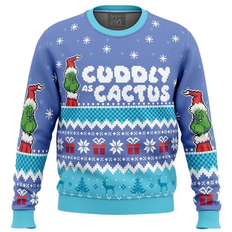 Cuddly as a Cactus Grinch Ugly Christmas Sweater - Anime Ape