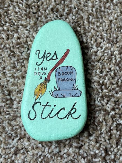 Yes I Can Drive a Stick Painted Rock SEALED Funny Witch - Etsy