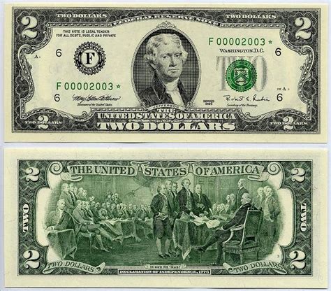 Rare U,S, Currency Notes | 1995 $2 Federal Reserve Star Note S/N F ...