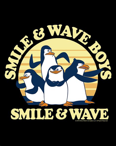 Madagascar Penguins Smile And Wave Sunset Text Poster Digital Art by ...