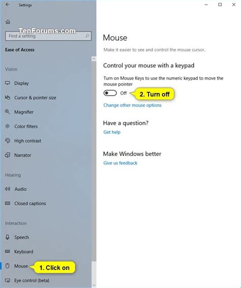 How to Turn On and Off Mouse Keys in Windows 10 | Tutorials