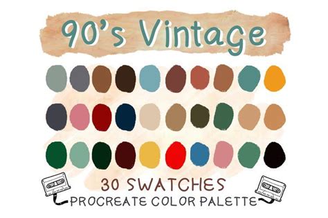 Procreate Color Palettes, 90's Vintage (923856) | Procreate | Design ...