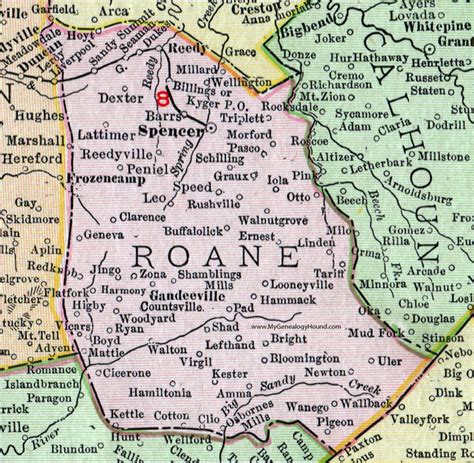 Roane County, West Virginia 1911 Map by Rand McNally, Spencer, Reedy ...