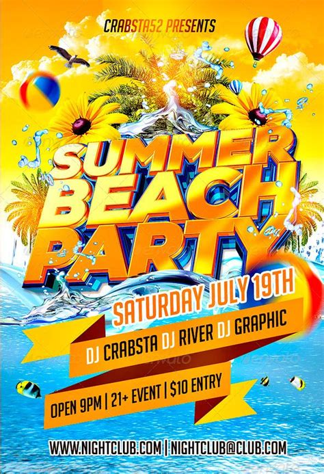 Summer Beach Party Flyer Template Best PSD Club Party Flyer Templates