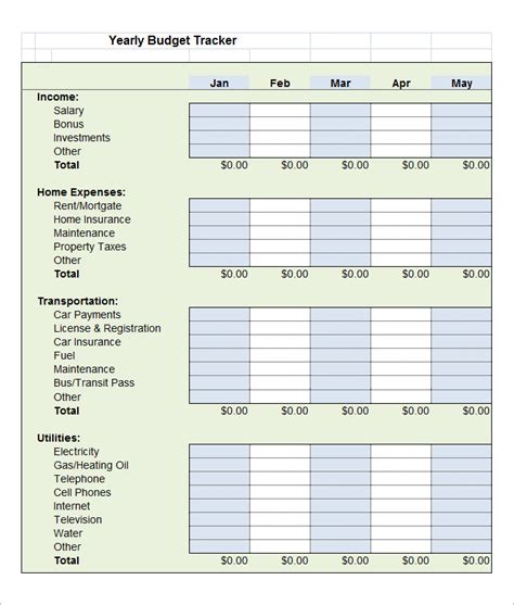 Project Budget Tracking Template