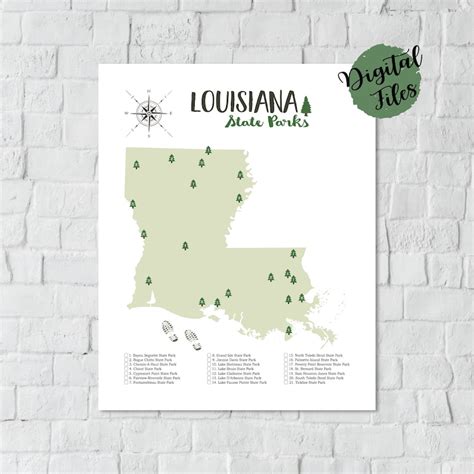 PRINTABLE Louisiana State Parks Map-State Parks Of Louisiana | Etsy