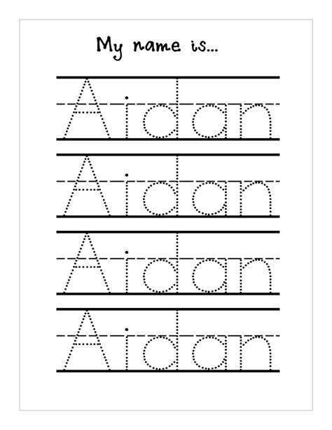 Trace Name Free Printable Worksheets