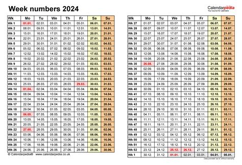 2024 Calendar With Week Numbers