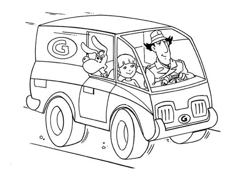 Inspector Gadget in car coloring pages for kids, printable free ...