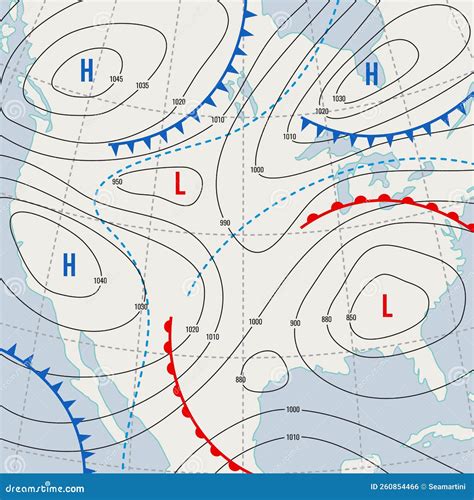 Weather Forecast, Meteorology Isobar USA Map Stock Vector - Illustration of isobar, diagram ...