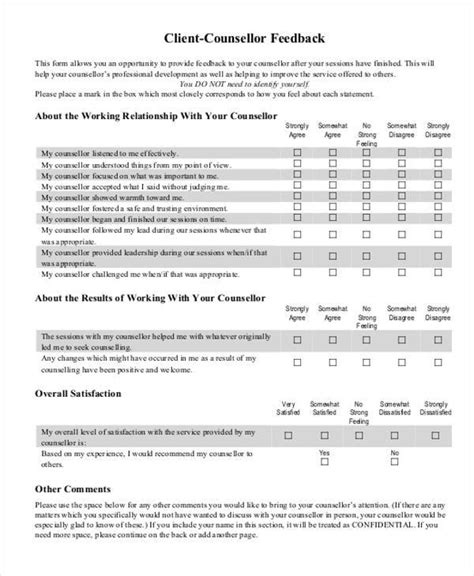 FREE 8+ Sample Client Feedback Forms in PDF | MS Word | Excel