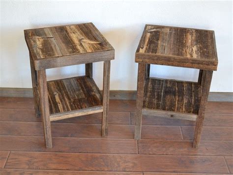 Eco friendly barnwood wood end table or night stand pair. $360.00, via Etsy. | Pallet night ...