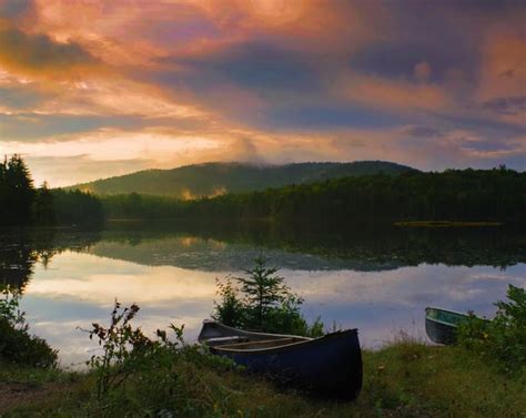 Canoe and Sunrise in the Adirondack Mountains : r/camping