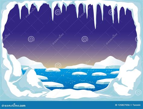 North Pole with icebergs. stock vector. Illustration of snow - 125827556