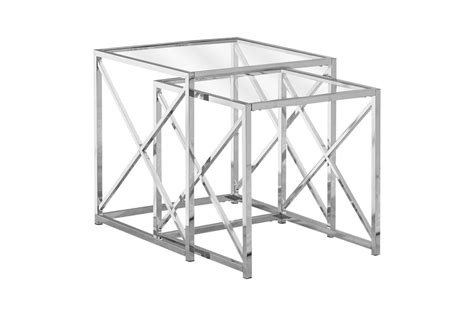 Chrome Metal Nesting Tables with Tempered Glass at Gardner-White