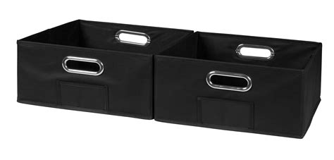 Collapsible Home Storage Set of 2 Foldable Fabric Low Storage Bins- Black - Walmart.com