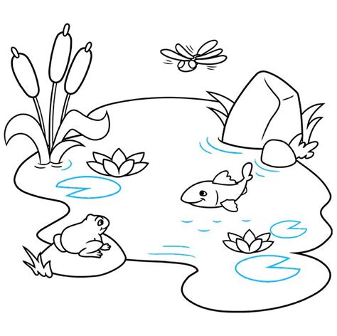 How to Draw a Pond - Really Easy Drawing Tutorial | Pond drawing, Easy drawings, Drawing tutorial