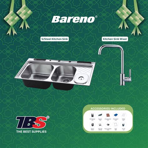 [Raya Clearance Sale] Bareno Kitchen Set Stainless Steel Kitchen Sink 2104FY with Sink Mixer ST ...