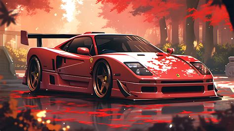 Red Ferrari F40 Wallpaper for Desktop - Cool Ferrari Wallpaper 4K