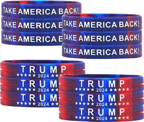 12 Trump Take American Back for President 2024 Silicone Bracelets - Inspirational Motivational ...