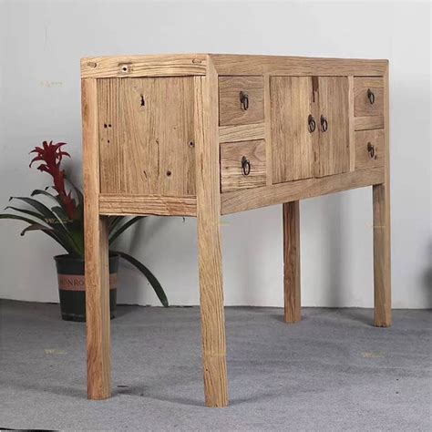 Vintage Furniture Reclaimed Elm Wood Cabinet