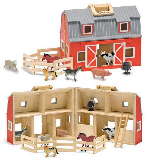 #3700MD Fold & Go Wooden Barn with Animals | Action Toys