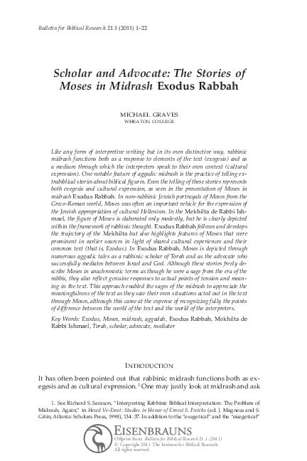 (PDF) Moses as Scholar and Advocate in Exodus Rabbah Midrash