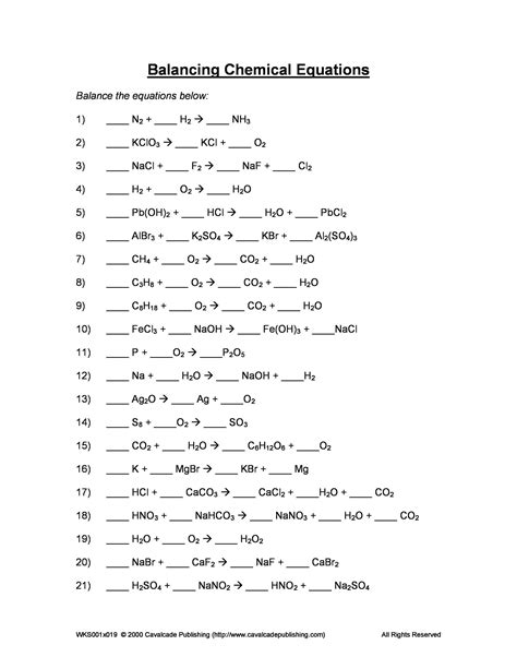 49 Balancing Chemical Equations Worksheets [with Answers] - Worksheet ...