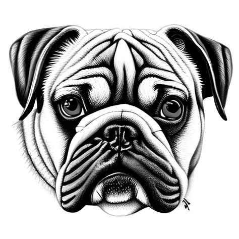 Lightly Toned English Bulldog Puppy Face Sketch · Creative Fabrica