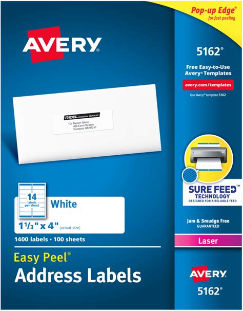 Avery Easy Peel Address Labels 1-1/3" x 4" 1,400 Labels (5162) | Avery.com