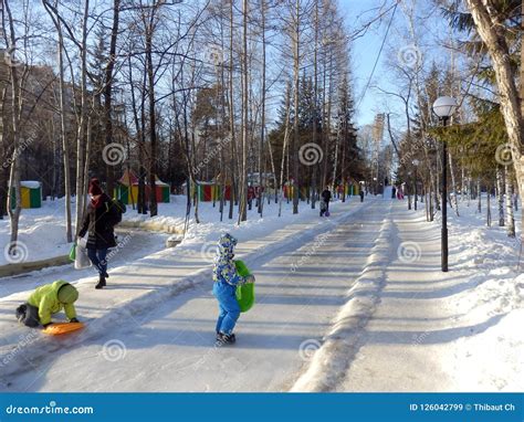 Park in the Center of Novosibirsk in Winter Editorial Stock Image ...