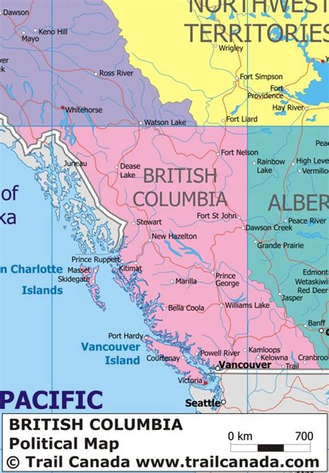 Map of Canada Regional City in the Wolrd: British Columbia Map Regional Political Province