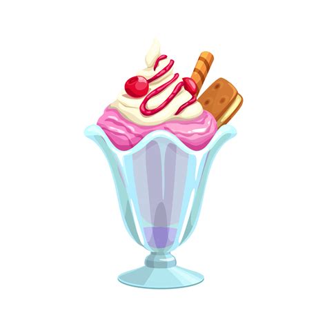 Cartoon ice cream, strawberry sundae in glass cup 22794761 Vector Art at Vecteezy