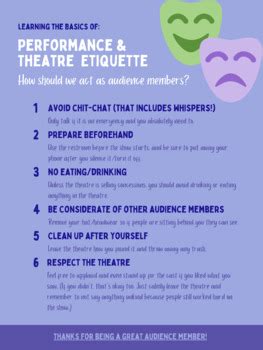 Basics of Theatre Audience Etiquette (Flyer) by Theatre Gang | TPT