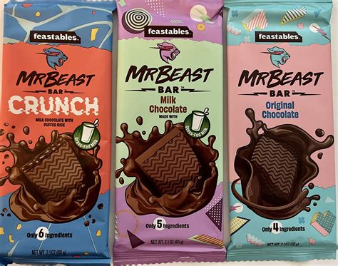 Buy FeastablesBeast Bar Milk Chocolate Crunch, Milk Chocolate, Dark Chocolate Beast Bars [3 Pack ...