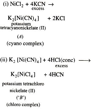 The IUPAC name of I and B are (a) potassium tetracyanonickelate (II), potassium ...