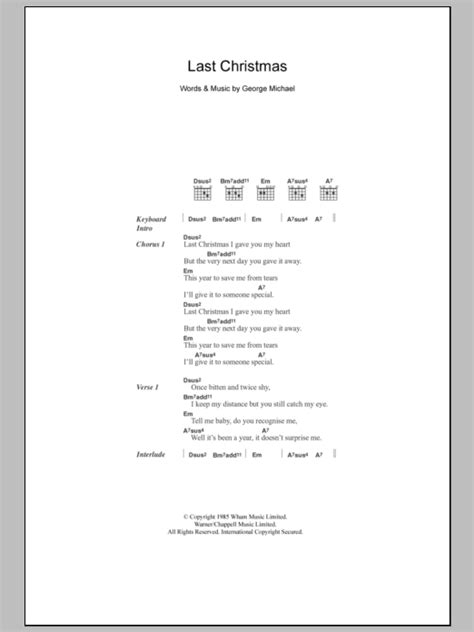 Last Christmas by Wham! - Guitar Chords/Lyrics - Guitar Instructor