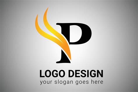 Letter P logo design with yellow and orange Elegant Minimalist Wing. Creative P letter Swoosh ...