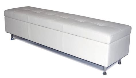 Contemporary - King Size White Genuine Leather Tufted Storage Bench, Chest, Ottoman