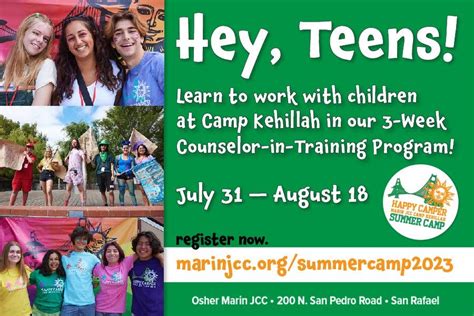 Jul 31 | Camp Kehillah Counselors-In-Training Program at the JCC | San Rafael, CA Patch