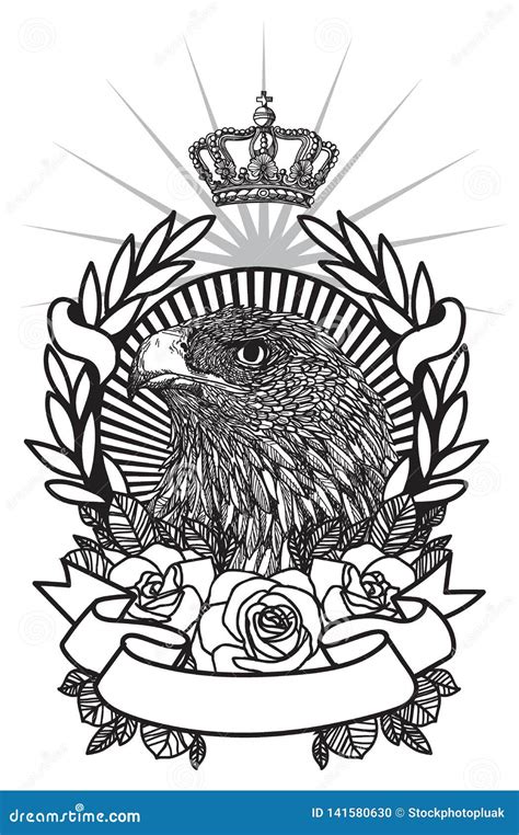 Tattoo Art Hand Drawing Eagle Black and White Stock Vector - Illustration of mascot, america ...