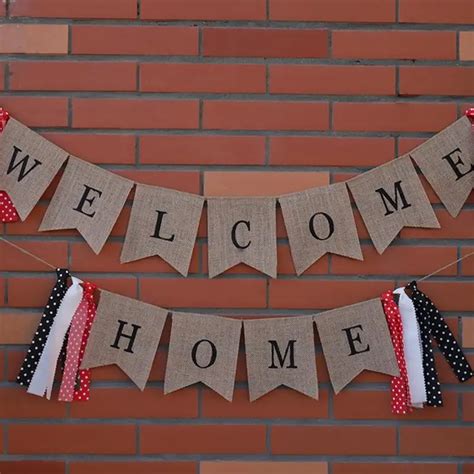 2pcs/set Welcome Home Linen Banner Flag Pennant Bunting Thanksgiving Decor Home Decor Event ...