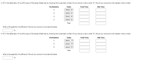 Solved What is the assembly-line efficiency? Round your | Chegg.com