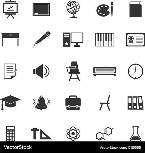 Classroom icons on white background Royalty Free Vector