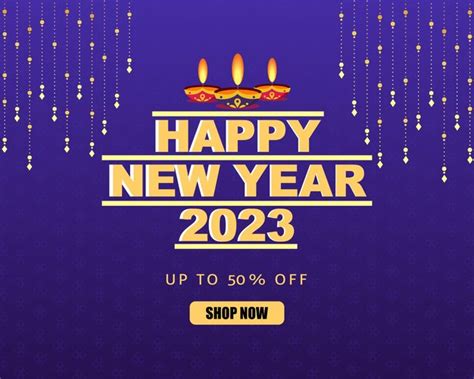 Premium Vector | We wish you happy new year 2023 with indian hanging glowing lights background ...