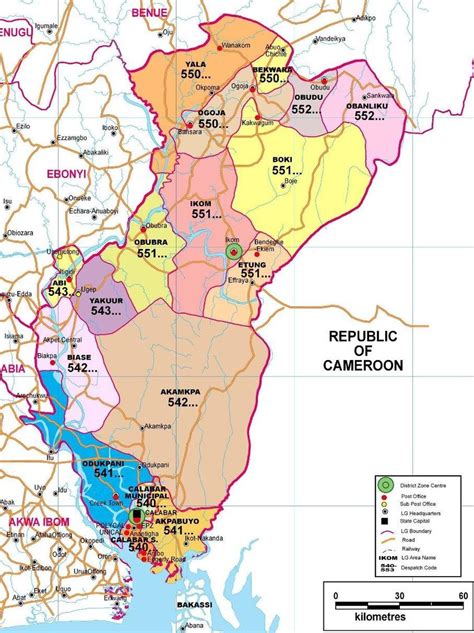 Map of Cross River State showing the varying Local government areas ...