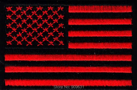 AMERICAN FLAG,RED & BLACK BLACK BORDER Iron On Patch Patriotic, USA ...